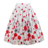 Multicolor Floral Print Skirt White Pleated (9) TL